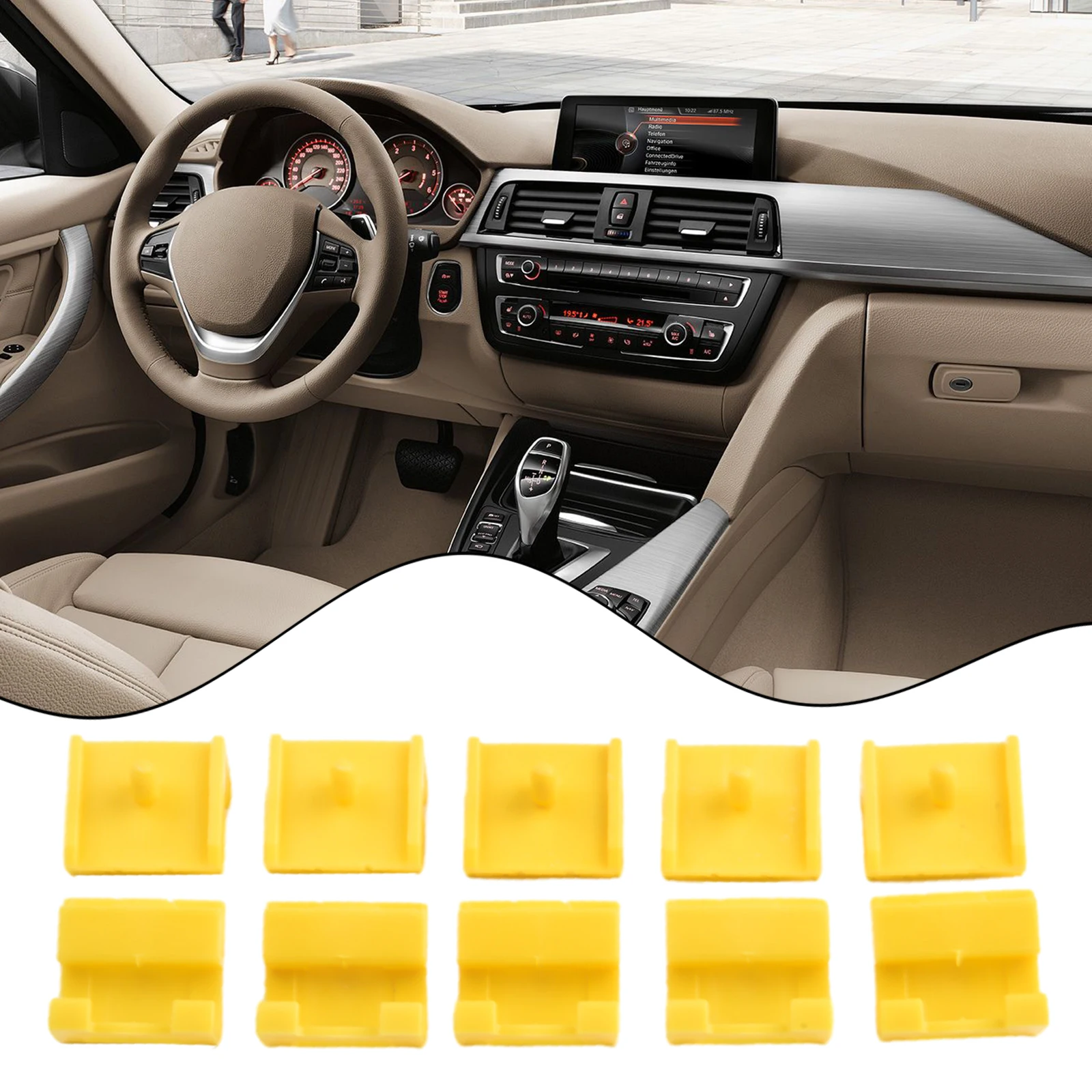 Car Moulding Trim Clip For 328i XDrive 2009-12 10Pcs FOR 335i 525i 528i For 328i 2007-12 Yellow NONE Practical