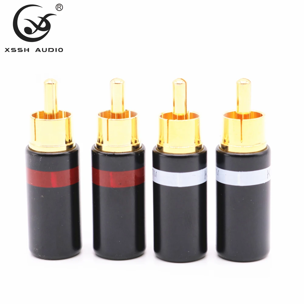 RCA XSSH-하이엔드 3mm 4mm 5mm AV 오디오 케이블, 용접 금도금 황동 오디오 RCA 플러그 커넥터 잭 터미널, 4 개/8 개/16 개