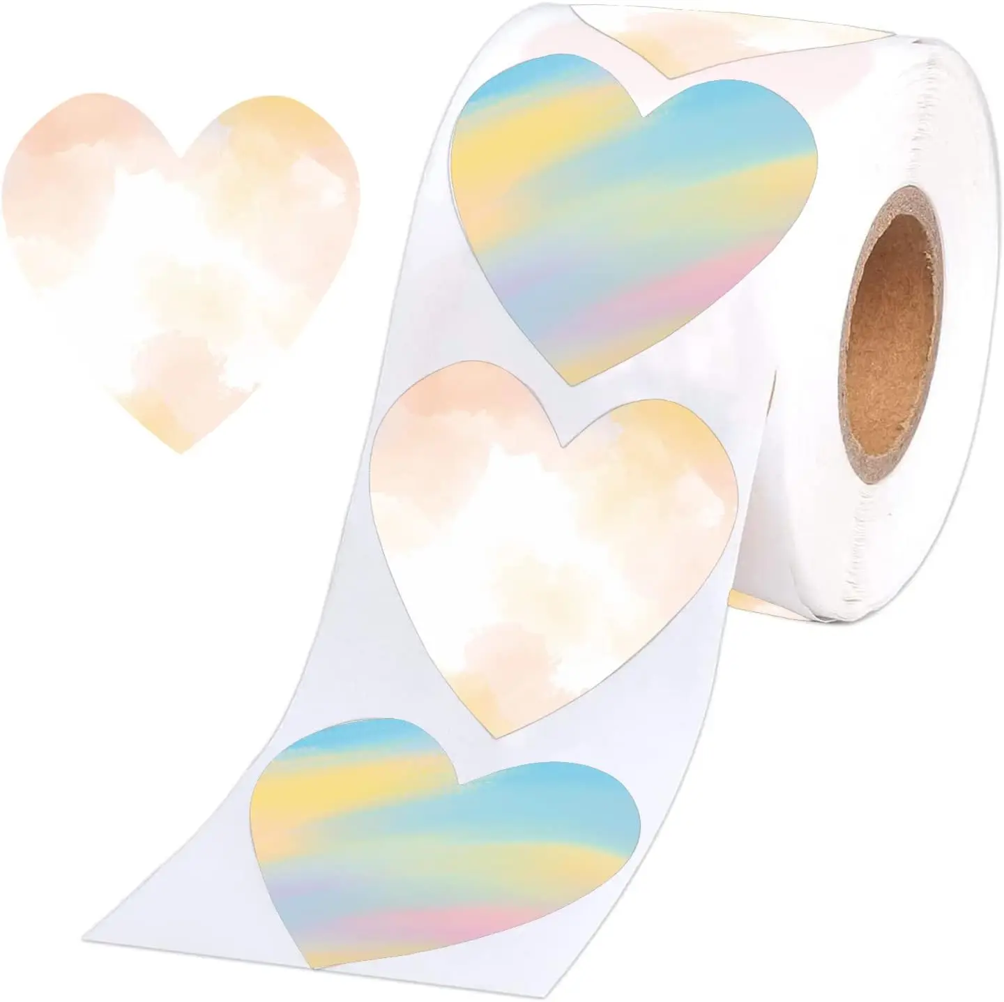 

500 Pcs Heart Shaped Thermal Printer Labels 2" Self Adhesive Gradient Color Thermal Stickers