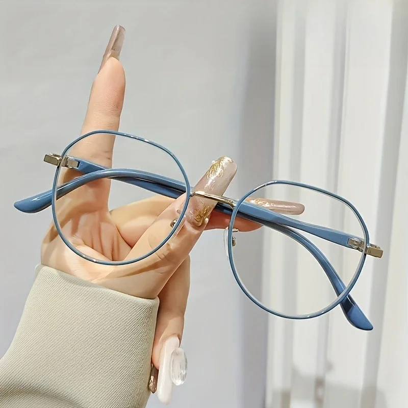 【+100~+400】Einfache klassische Damen-Lesebrille mit rundem Metallrahmen, geeignet zum täglichen Lesen und Tragen von Brillen – Detail 3