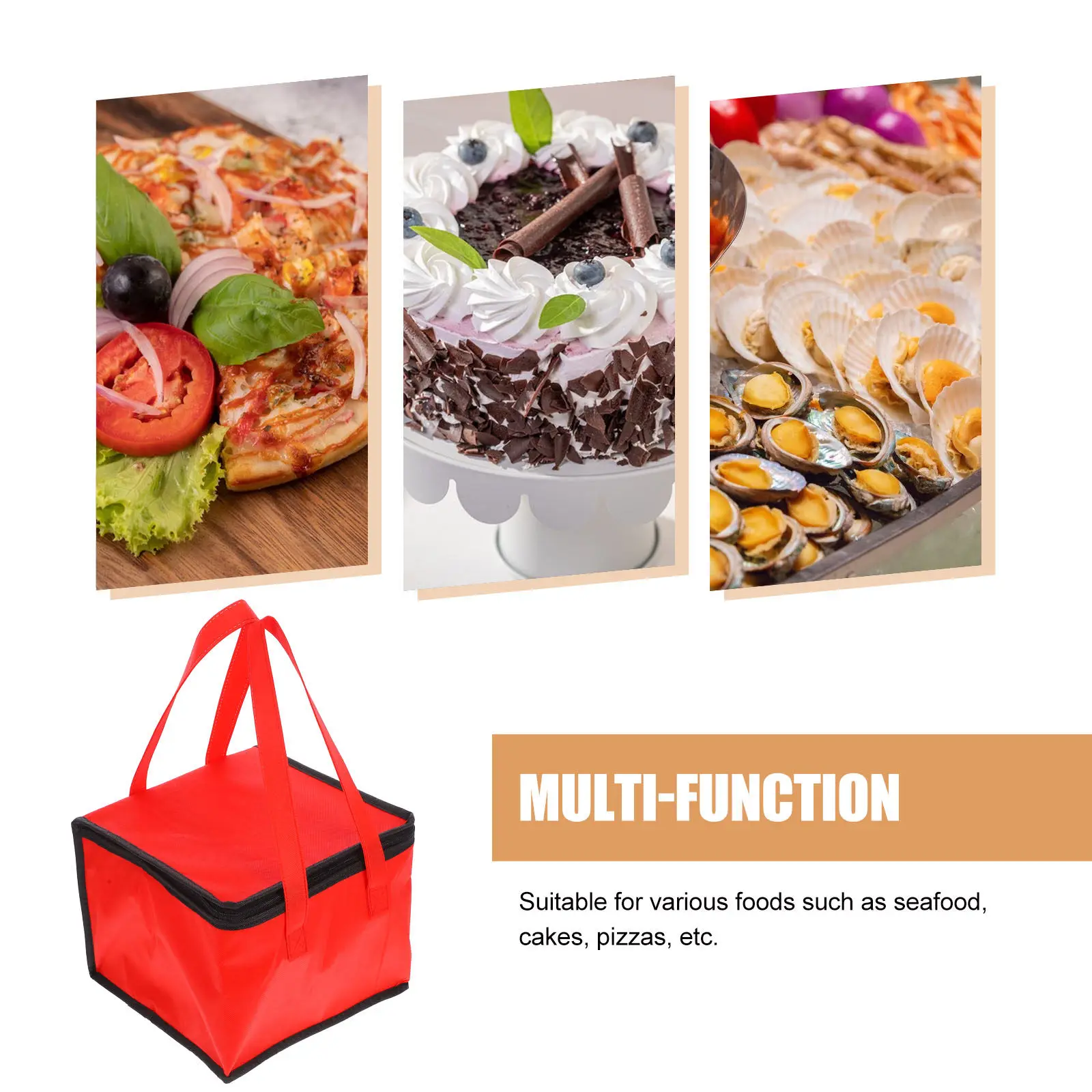 Portable Insulated Grocery Bag Foldable Soft Cooler for Hot Cold Food Delivery Pizza Seafood Cake Warm Bag Reusable Food Carrier