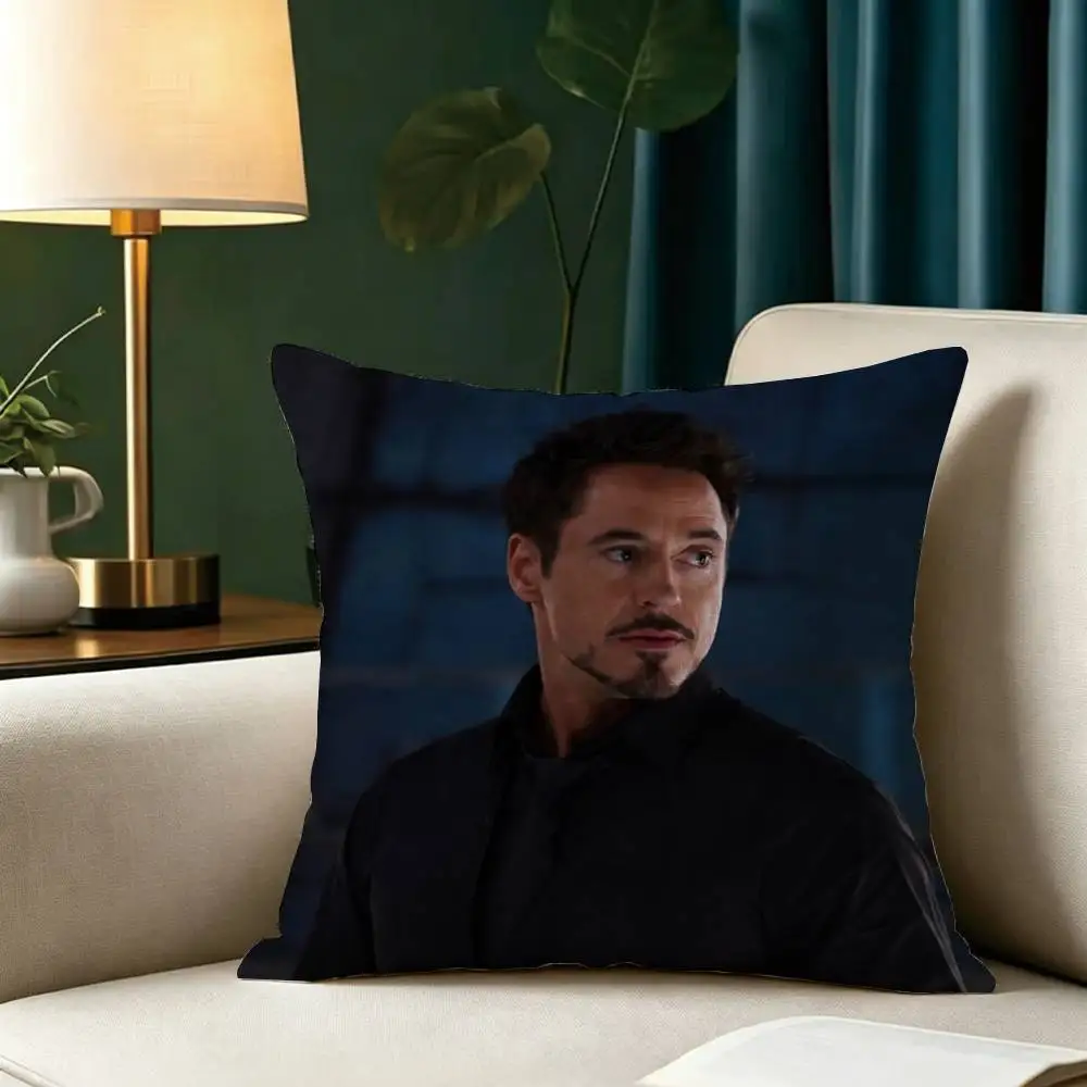 A-Actor R-Robert Downey Jr Square Double-Sided printed Pillow Case Bedroom Bedside Pillow Sofa Cushion Cover