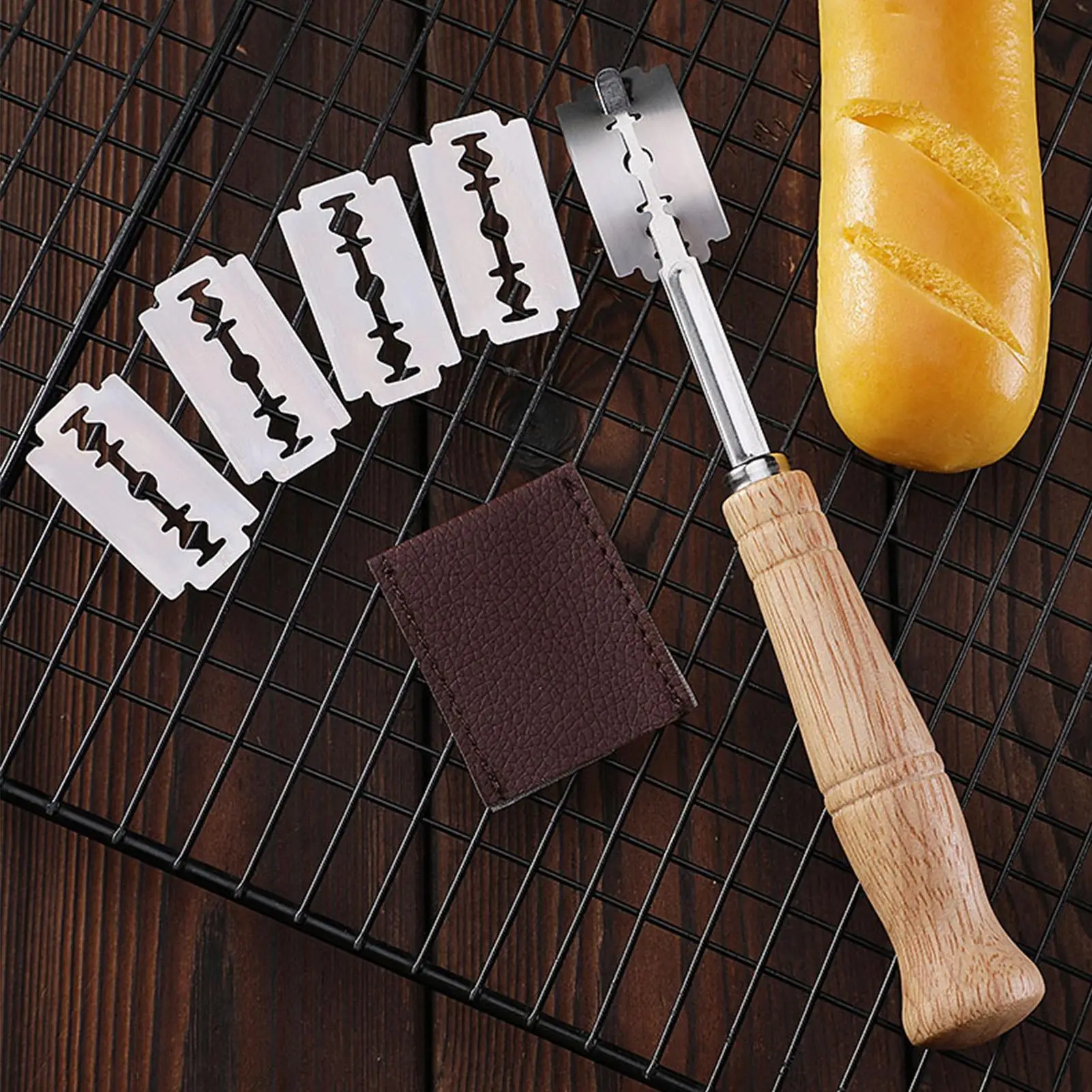 Stainless Steel Bread Sorting Knife With Replaceable Cutters Kitchen Bread Curved Slicing Knives Dough Scoring Tool