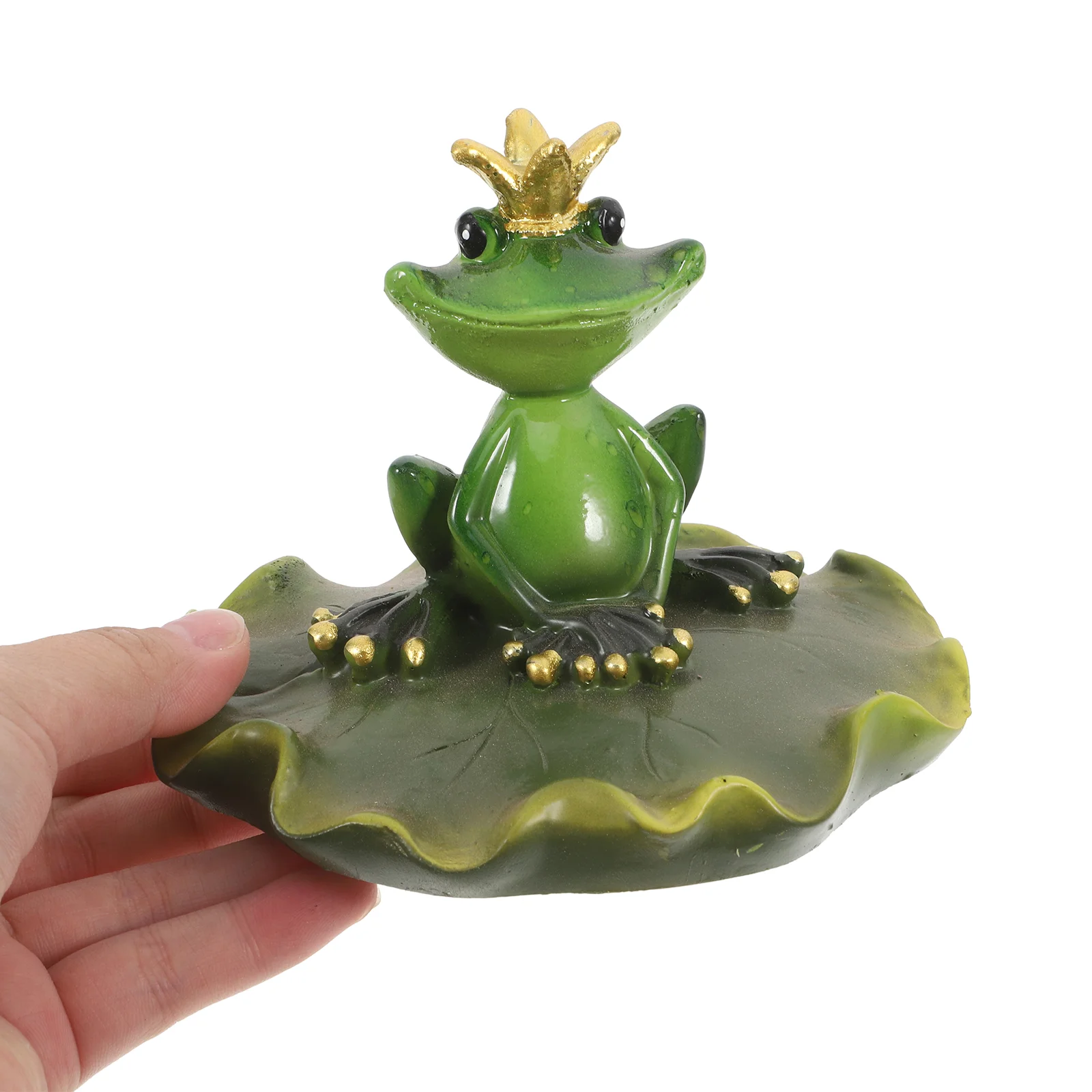 Pond Frog Statue Prince Lawn Ornament Crown Decorate Mini Figurines Garden Animal Resin Tabletop Toads