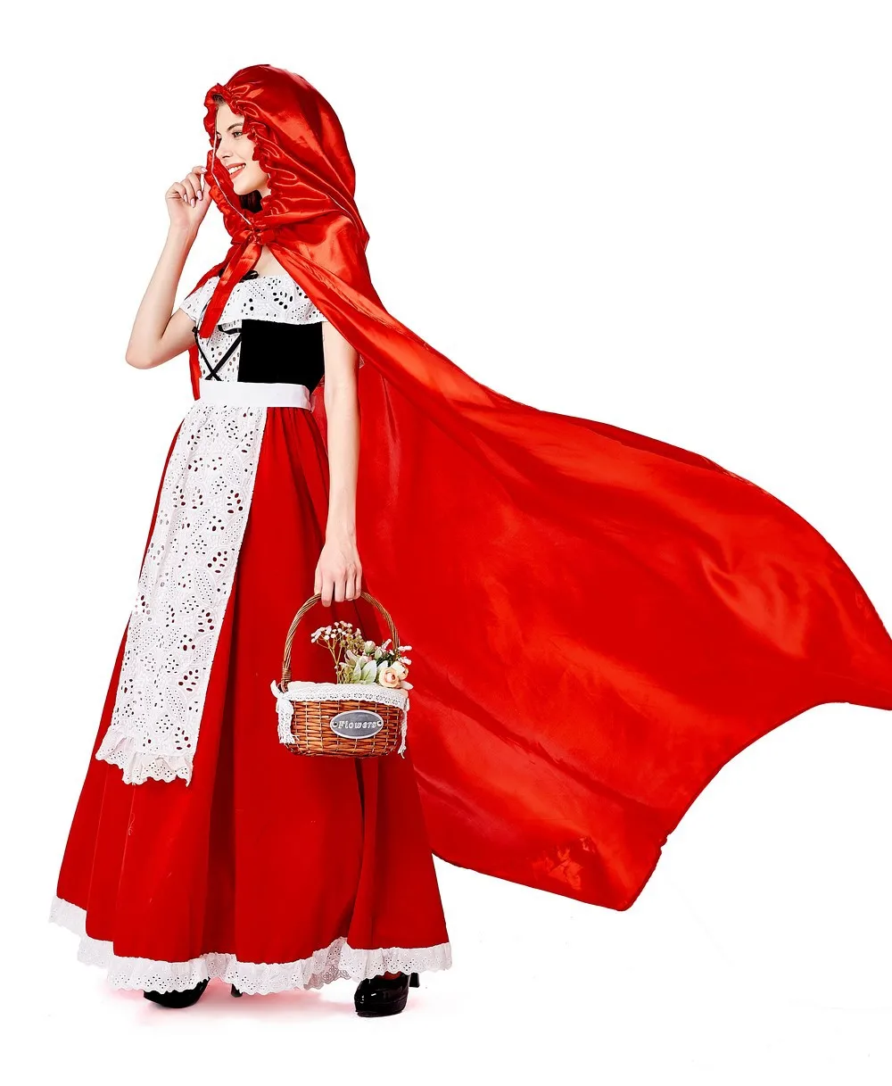 Costume de Petit Chaperon Rouge d'Halloween pour Femme, Robe de Soirée, Cosplay, Uniforme de Jeu, Robe de Barrage