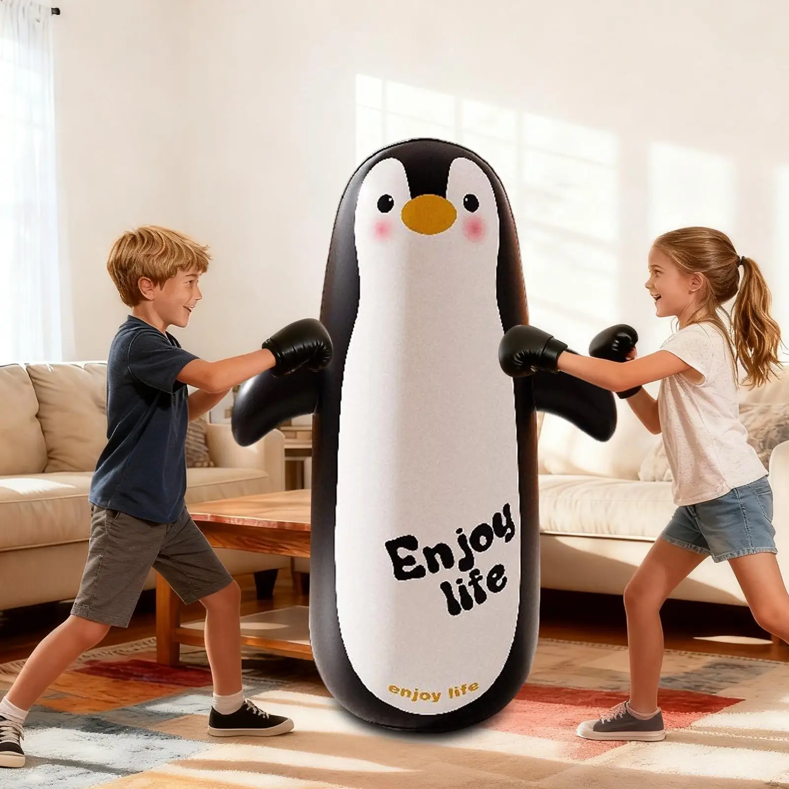 أطفال اللكم حقيبة نفخ 47 بوصة نفخ معدات الملاكمة مع قفازات ومضخة الأطفال الإجهاد الإغاثة اللكم الرمل