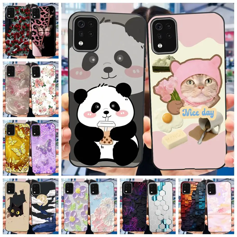 Phone Case For LG K42 K52 2020 Case LMK520 LMK420 Soft Cartoon Panda Silicone Black Cover For LG K 52 Cases K 42 LGK52 TPU Funda