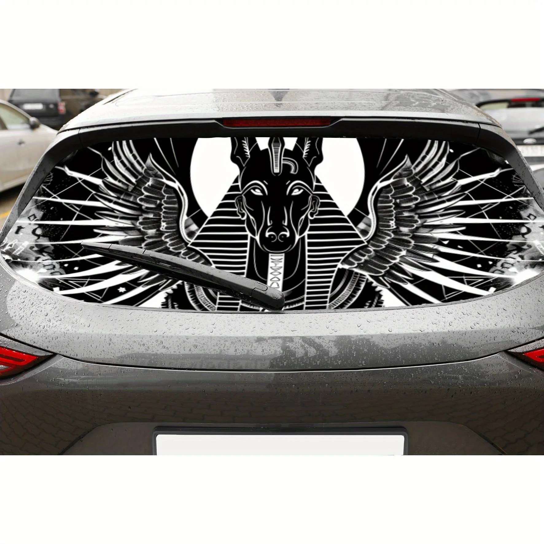 

Shadow of Anubis Print PVC Perforated Car Vinyl Wraps, Durable Car Rear Windshield Sticker, Waterproof Car Rear Window Decal, Pr