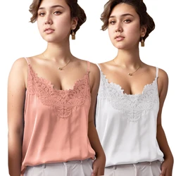 2024 New Halter V-neck Satin Silk Camisole for Women Luxury Designer Youthful Shorts Summer Spaghetti Strap Tank Tops