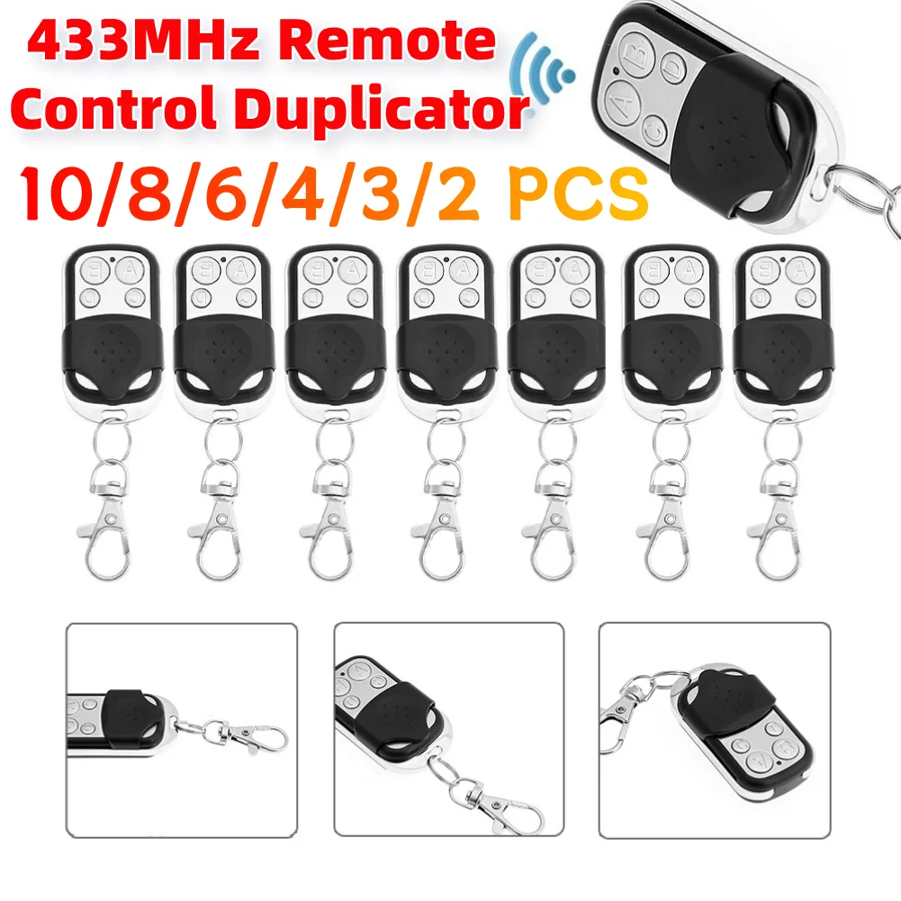 10-2PCS 433MHZ Cloning Duplicator Key Remote Controller 4 Buttons Universal Clone Learning Code Fixed Code For Gate Garage Door