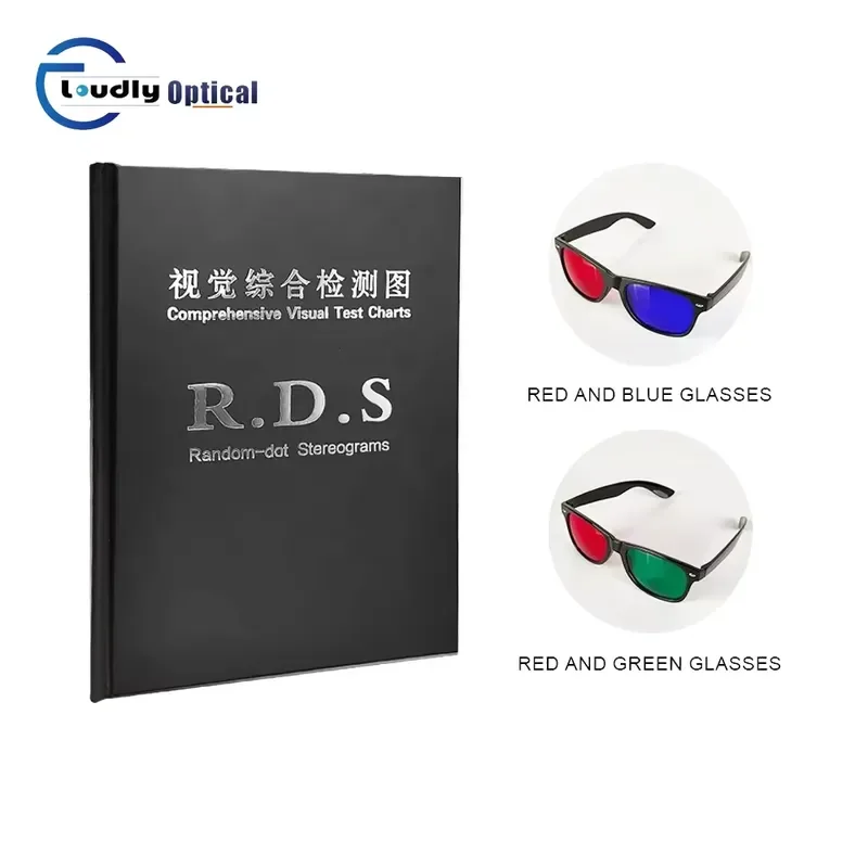 RDS Random-dot Stereograms Comprehensive Visual Test Charts Book Color Blindness Astigmatism Amsler Test Chart With