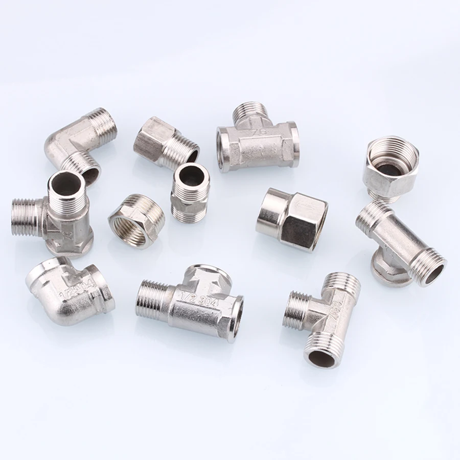 BSP Female Male Thread Tee Type Reducing Stainless steel Elbow Butt joint adapter Adapter Coupler Plumbing fittings