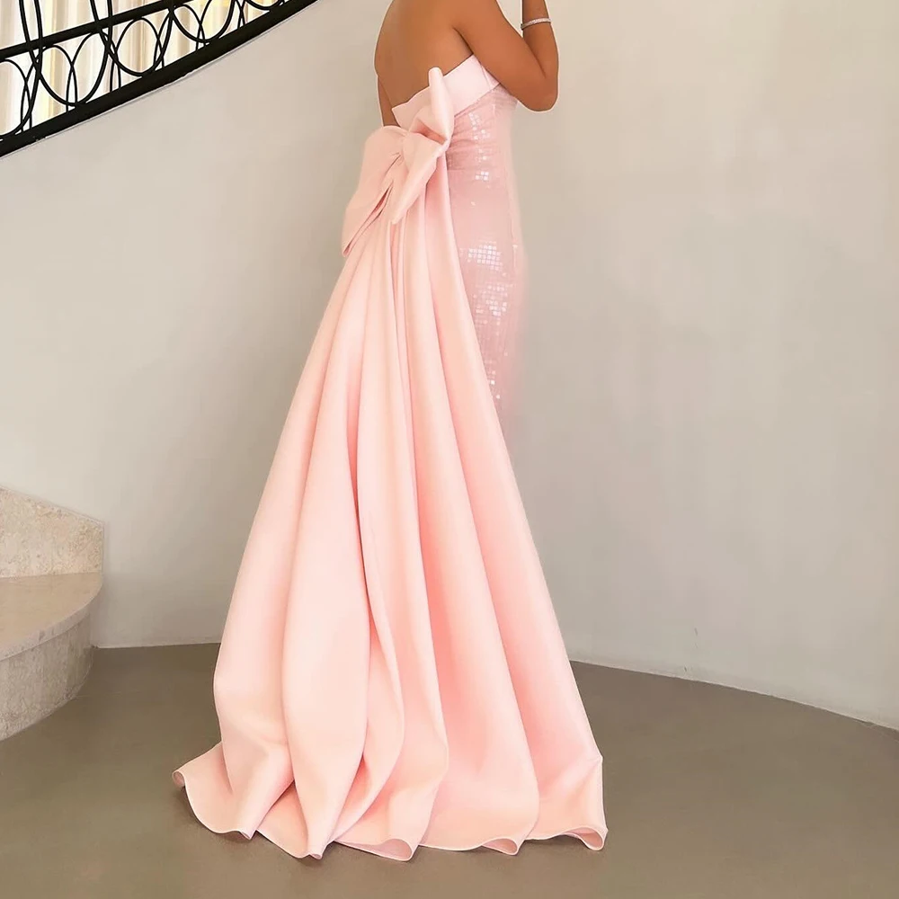 فستان سهرة مخصص حديث مستقيم بطول الكاحل بدون حمالات بدون أكمام مطرز بالترتر لون الصورة الكلاسيكية مقاس مخصص فيستدوس دي