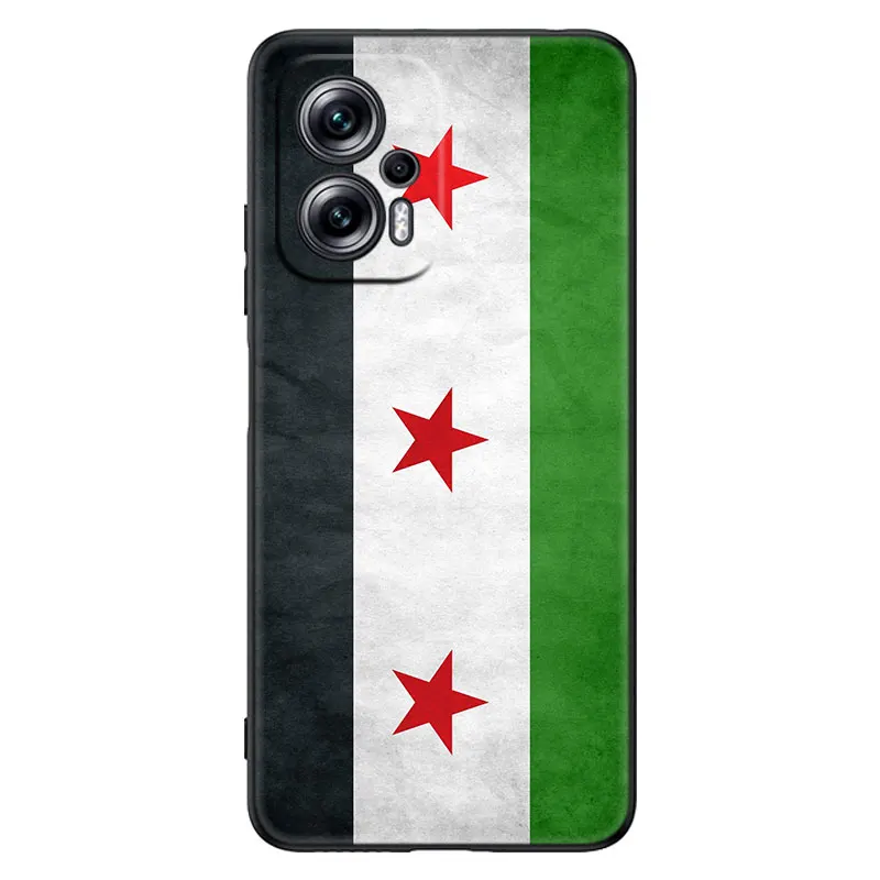 Syrian Syria Flag Black Phone Case For Xiaomi Mi POCO X4 X3 NFC X2 F4 F3 GT 5G C3 C31 C40 F1 M5 M5S M4 M3 M2 F2 Pro Cover