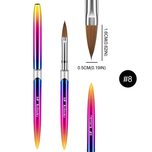 Imagen 2 del producto Kolinsky-pincel para uñas, pincel de Gel para manicura, pincel para decoración de uñas, polvo líquido acrílico 3D, pincel de Gel para tallar, delineador de dibujo