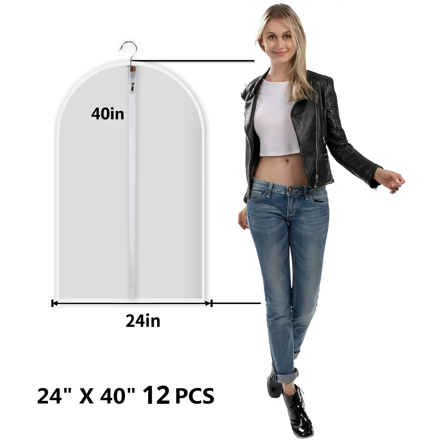 Clothes Hanging Transparent Dust Proof Cover Waterproof Hang Dust Cover with Zipper Clothes Storage Bag Clothes Organizers