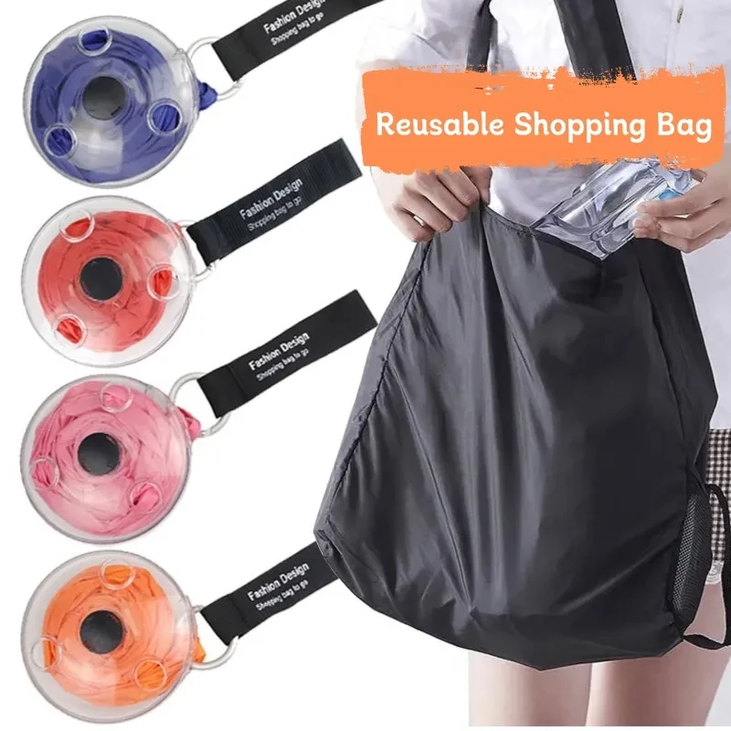 Foldable Shopping Bag Reusable Eco-friendly Bag Polyester Handbag Portable Shoulder Supermarket Shopping Storage Grocery Bags