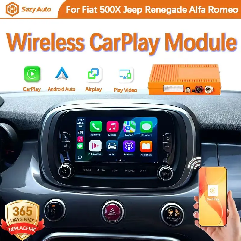 Wireless Android Auto for Alfa Giulietta Fiat 500 Jeep Carplay Mirroring Link Navigation AirPlay Car Play Function Smart Box