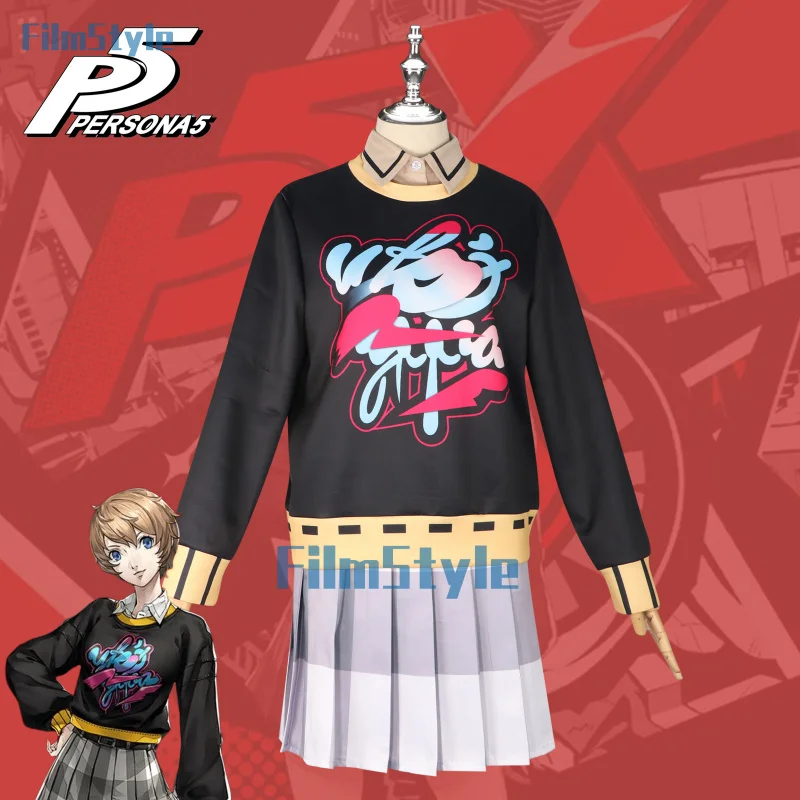 Game Persona 5: The Phantom X Motoha Arai Costume Cosplay felpe con cappuccio gonna scozzese tempo libero parrucca uniforme donna Sexy Party Suit