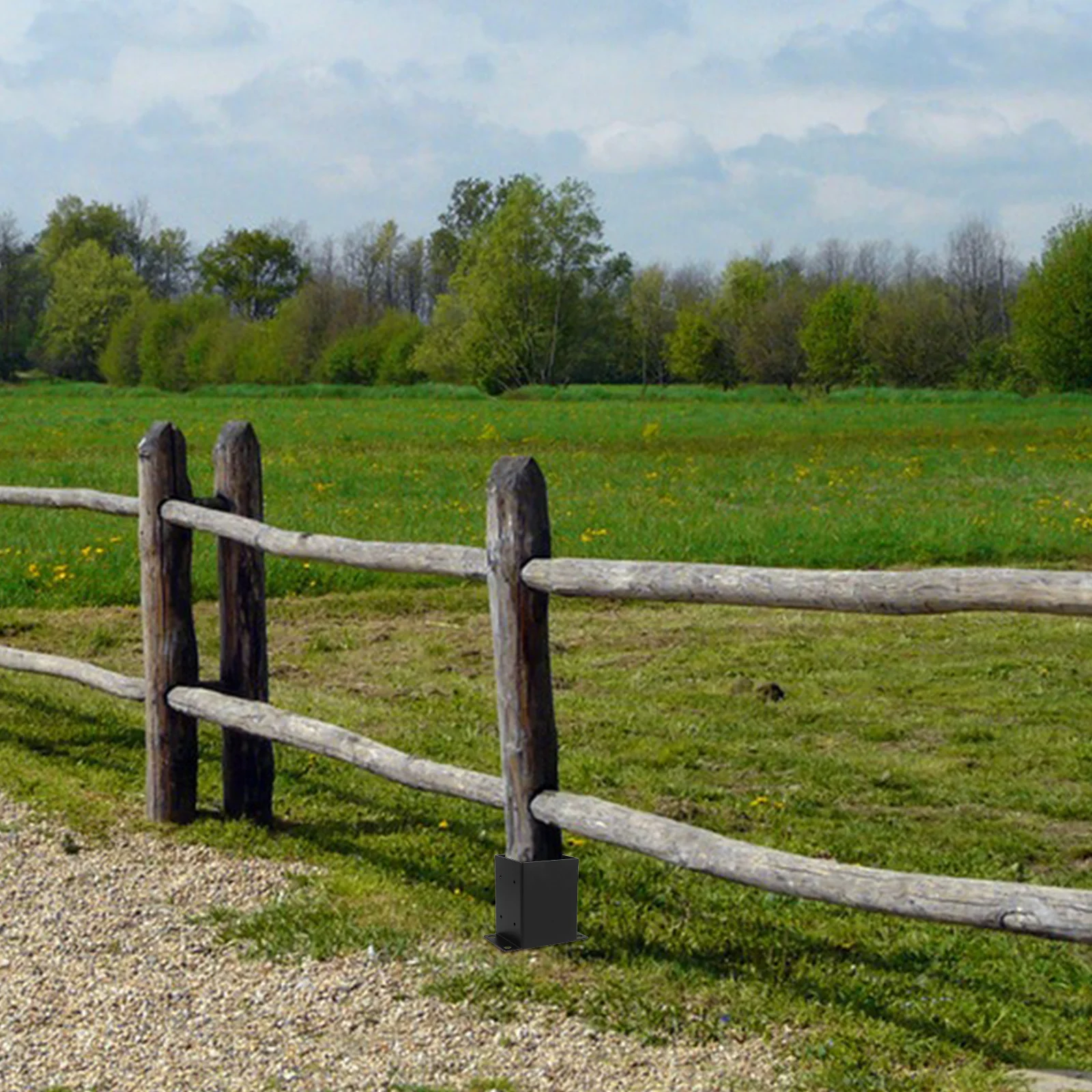 

Black Post Base Flange For Wood Pavilion Deck Column Bracket Fence Support Heavy Duty Outdoor Structure Stability Durable