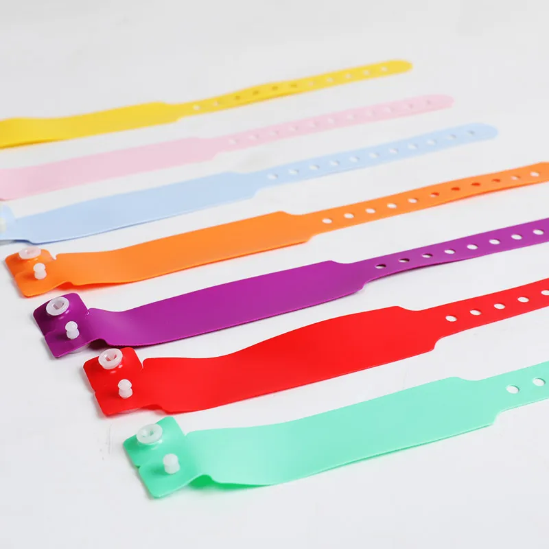 100pcs 1box health PVC infant child BB wrist band strap Colorful adult wrist loop buckle Blank identification hand wrist strap