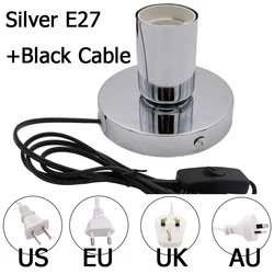 New AU UK US EU to E27 LED Light Power Cord Extension Lamp Holder Bedroom Desktop Decorative Disinfection Lamp Base For Bar Cafe