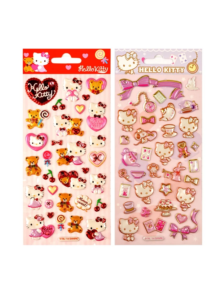 Póster de burbujas 3D Kawaii Sanrio Hello Kitty, tarjeta bonita de dibujos animados para chica, Material artesanal, decoración de cuentas de mano, pasta de papel, regalo de Festival