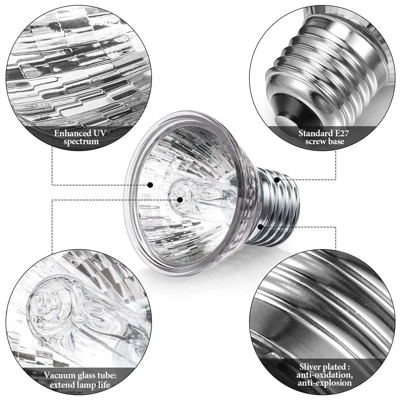ABNM 25W UVB Glühbirne UVA Licht Halogen Sonnenlampe Reptilian Lampe Eidechse Lampe E27 Lampe Spot Lampe Vollspektrum Sonnenlampe