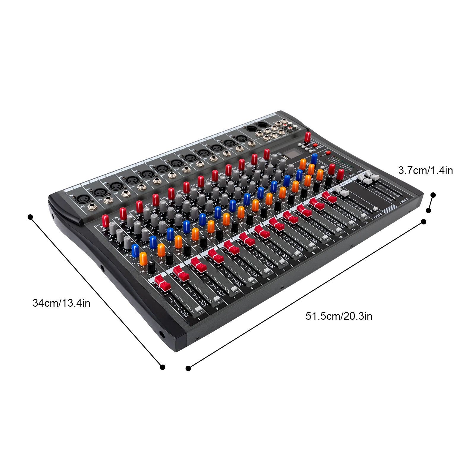 12 Live Audio Bluetooth Audio Mixer with USB Drive for Computer Recording Bluetooth 12 Channel Audio Mixer XLR Microphone Socket