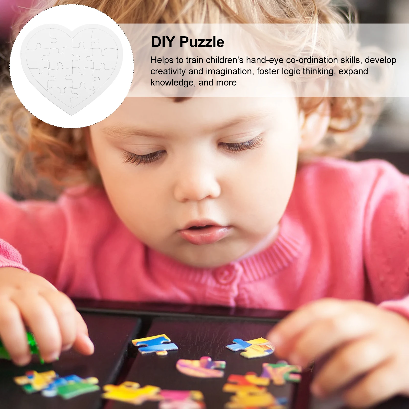 하트 모양의 색칠 퍼즐 어린이 선물 그리기 퍼즐 조각 빈 DIY 공예 유아 장난감 교육 퍼즐 게임