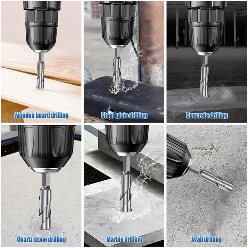 

AD23-10Pcs New Four-Flute Sawtooth Eccentric Drill Bit Size 5/6/8/10/12Mm,For Wood Marble Metal Glass Wall Tiles