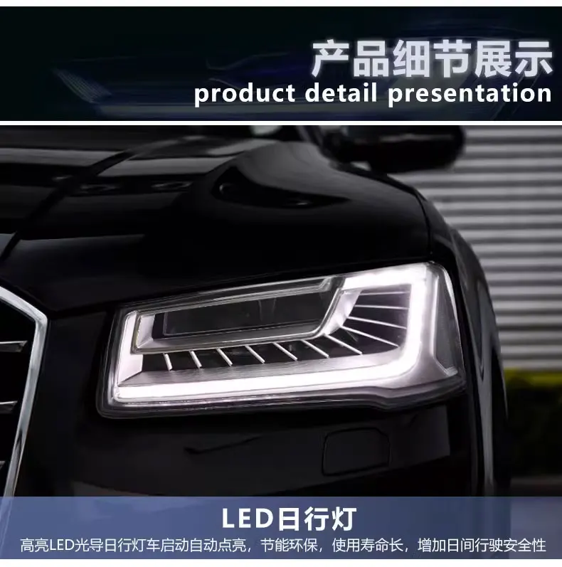 Head Lamp for Audi A8 A8L LED Headlight 2012 2013 2014 2015-2018 Headlights DRL Turn Signal High Beam Angel Eye Projector Lens