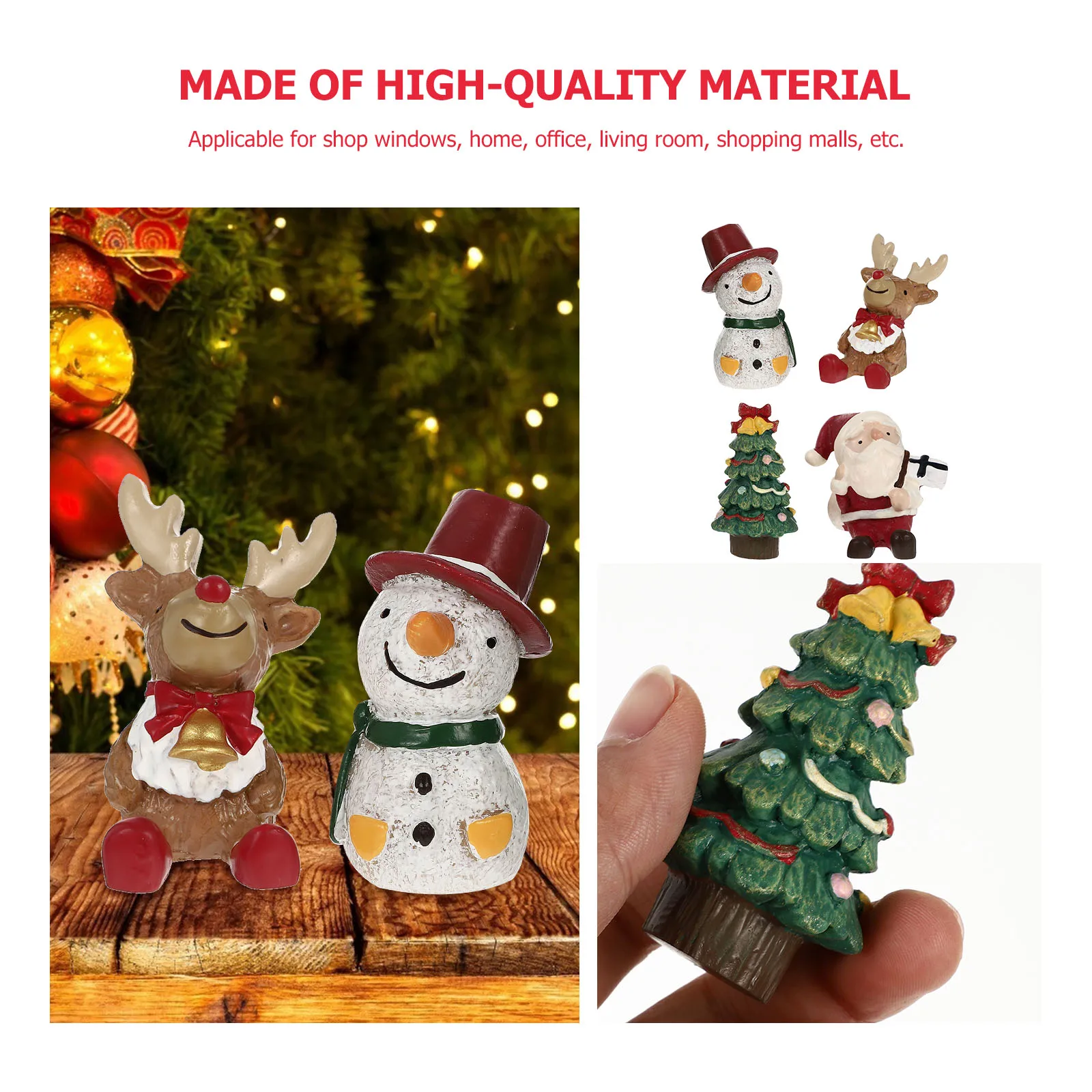 

4 Pcs Christmas Ornaments Miniature Fish Tank Resin Figurines Aquarium Decoration Reptile Accessories