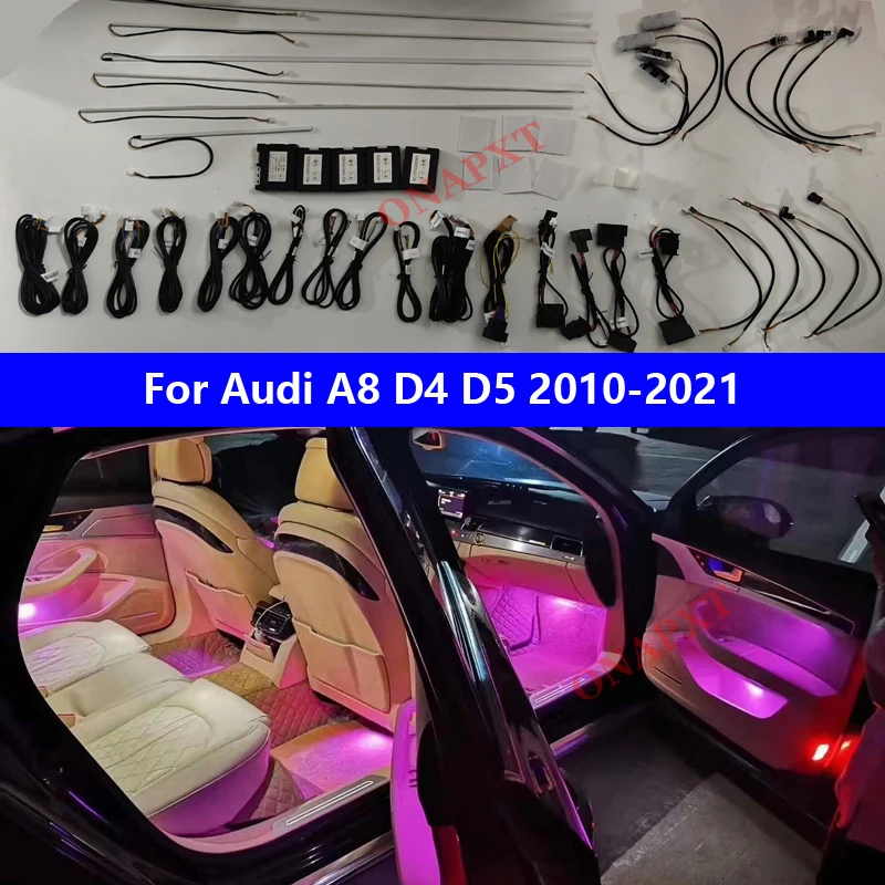 21/30 colors Set For Audi A8 D4 D5 2010-2021 Button APP Decorative Ambient Light LED Atmosphere Lamp illuminated Strip