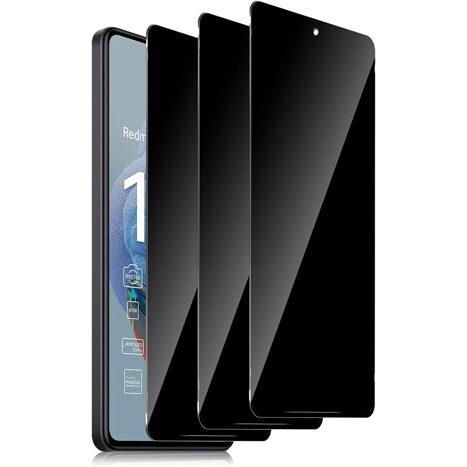 2Pcs Anti Spy Screen Protector For Xiaomi Redmi Note 12 /12 Pro 4G/5G Privacy Tempered Glass