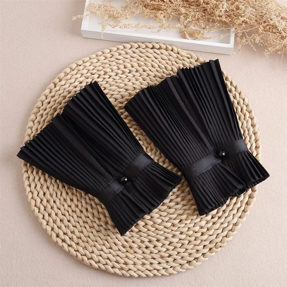 Detachable Dual-piece Set Organ Pleats Fake Collar Adjustable Ribbon Tie Flared Fan-shaped Drape Victorian Ruff Neck Choker
