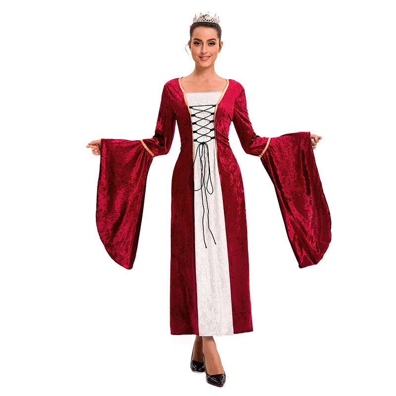 Medieval Renaissance Long Gown Queen Adult loween Stage Performance Costume Vintage Court Dr Ele Women's Faion