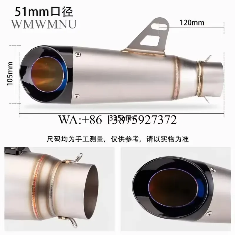 Wmwmnu New Stainless Steel Motorcycle Exhaust Pipe Conical Hexagonal Muffler for Off-road Street Use Retrofit Upgrade for