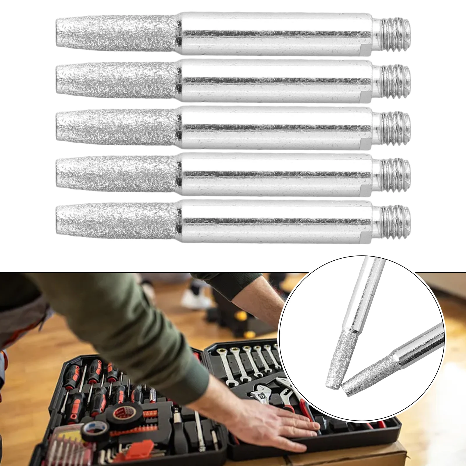 Tungsten Carbide Cutting Heads 5pcs Set Essential Tools for Effective Chainsaw Chain Sharpening and Metal Processing Tasks