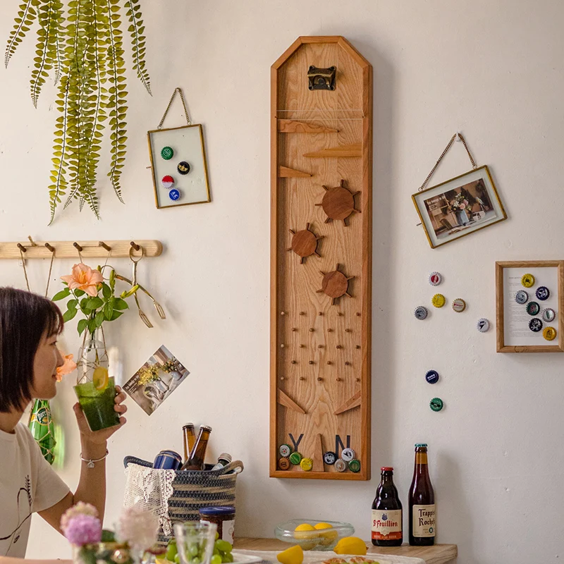 

Деревянная открывалка для пивных бутылок, настенное крепление, развлекательный декоративный создатель решения, игровой инструмент для паба-бара, интерактивный декор для дома и офиса