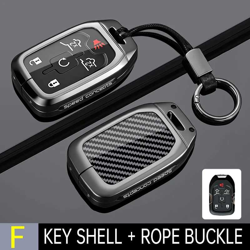 Metal Carbon Fiber Car Key Fob Case Cover Keychain For Chevrolet Silverado Tahoe Suburban GMC Yukon Sierra Acadia Terrain