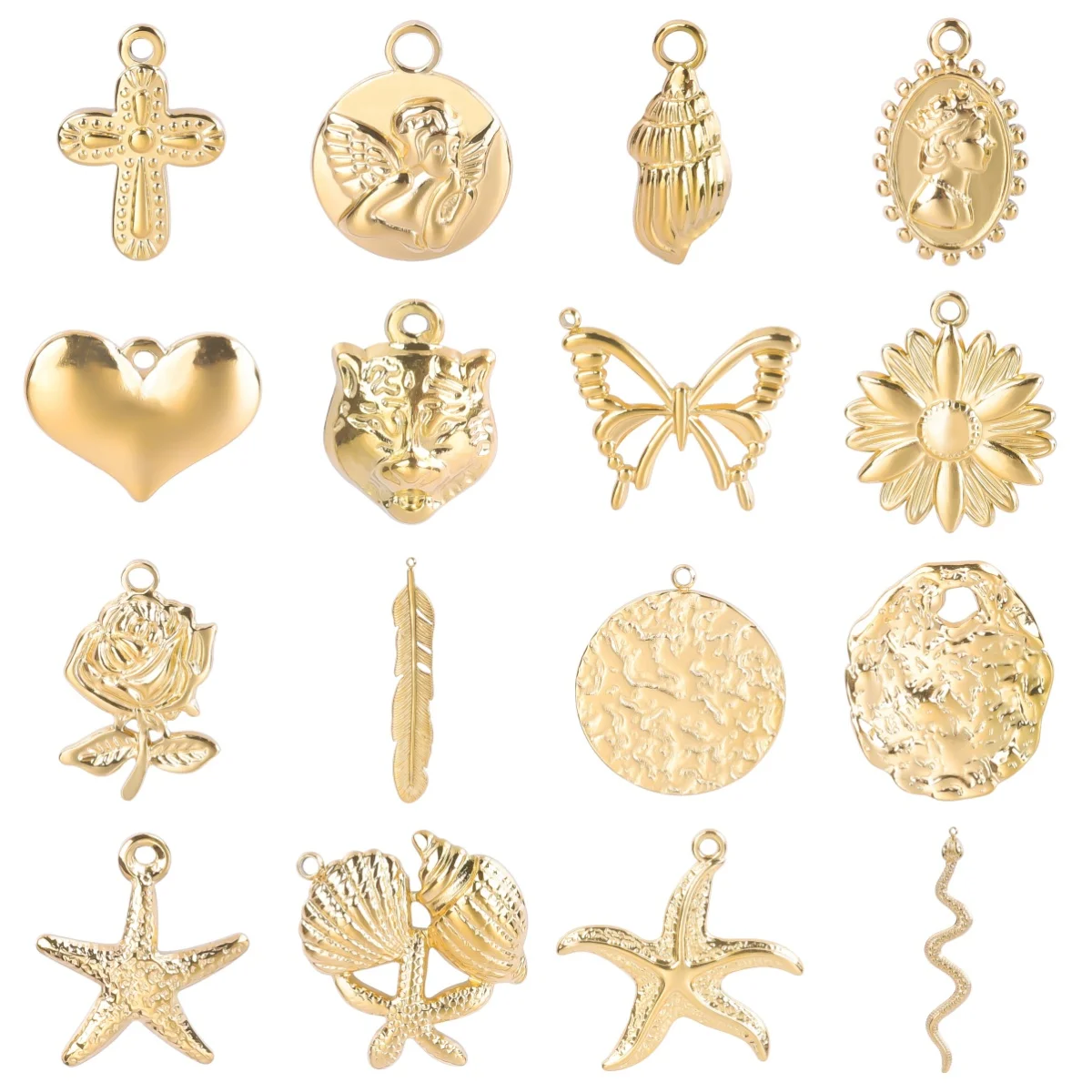 Belief Religious Cross Plant Rose Feather Marine Life Starfish Conch High Quality Sense Of Design Pendants Diy Jewelry Making