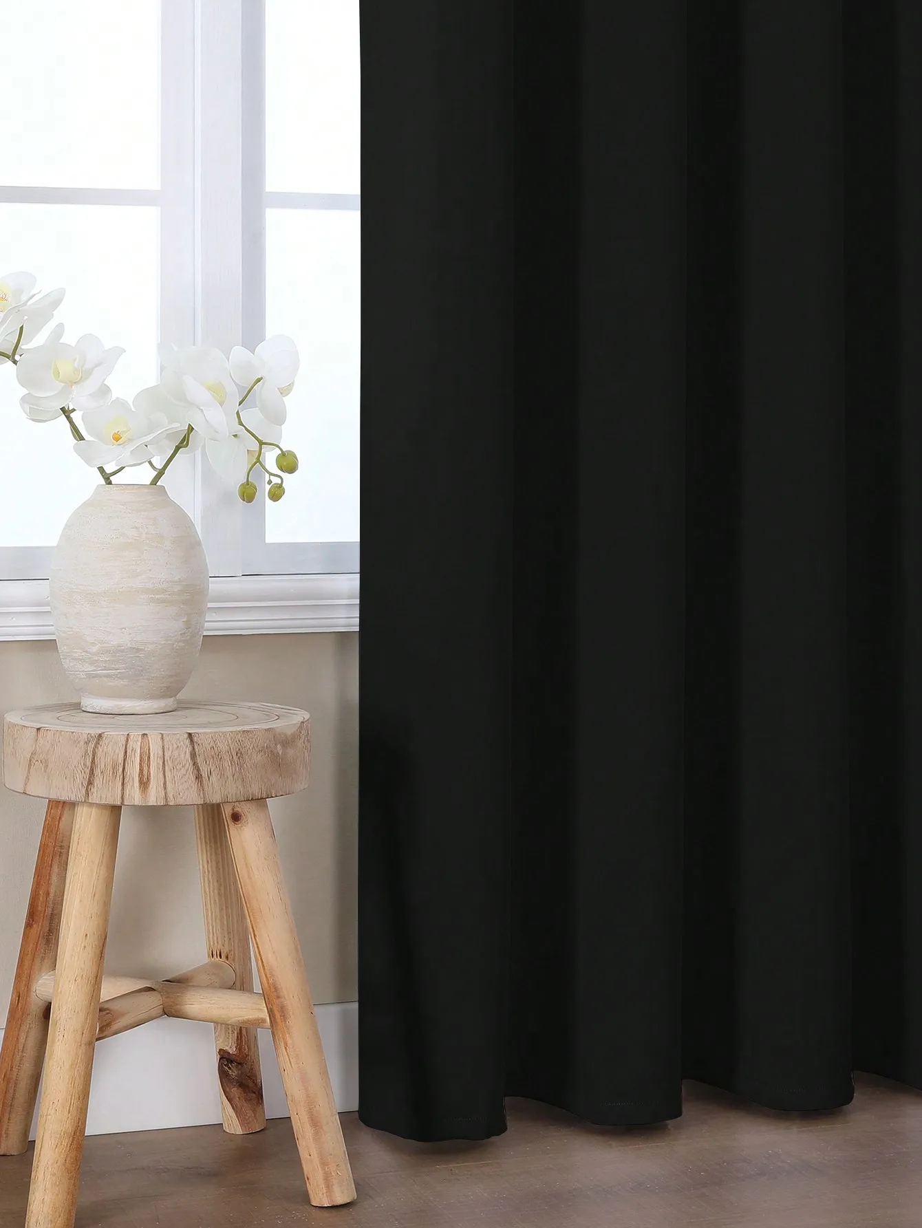 Textiler 2pcs Black Blackout Curtains With Metal Rings, Thermal Insulated Window Curtains For Bedroom And Living Room SH2307046702954352
