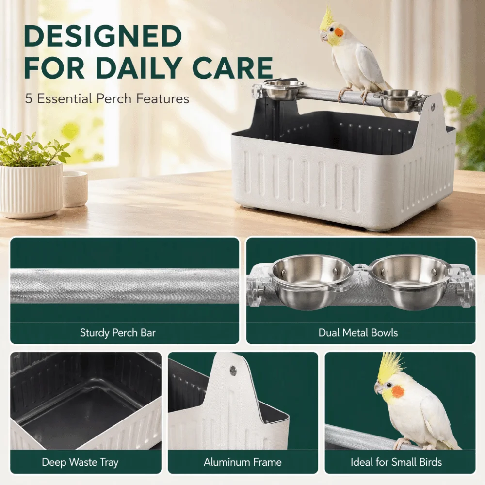 Easy Clean Parrot Fixed-Point Defecation Station with Tray with Ruling Paper Parrot Potty Training Perch Aluminum Alloy Durable