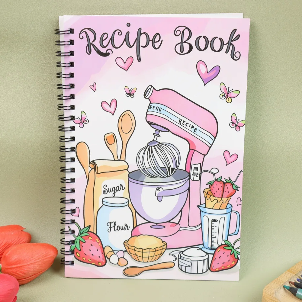 Diario de recetas, 100 hojas, libro de cocina vacío, planificador de cocina escrito a mano para preparación diaria de comidas, registro de recetas caseras para principiantes en repostería