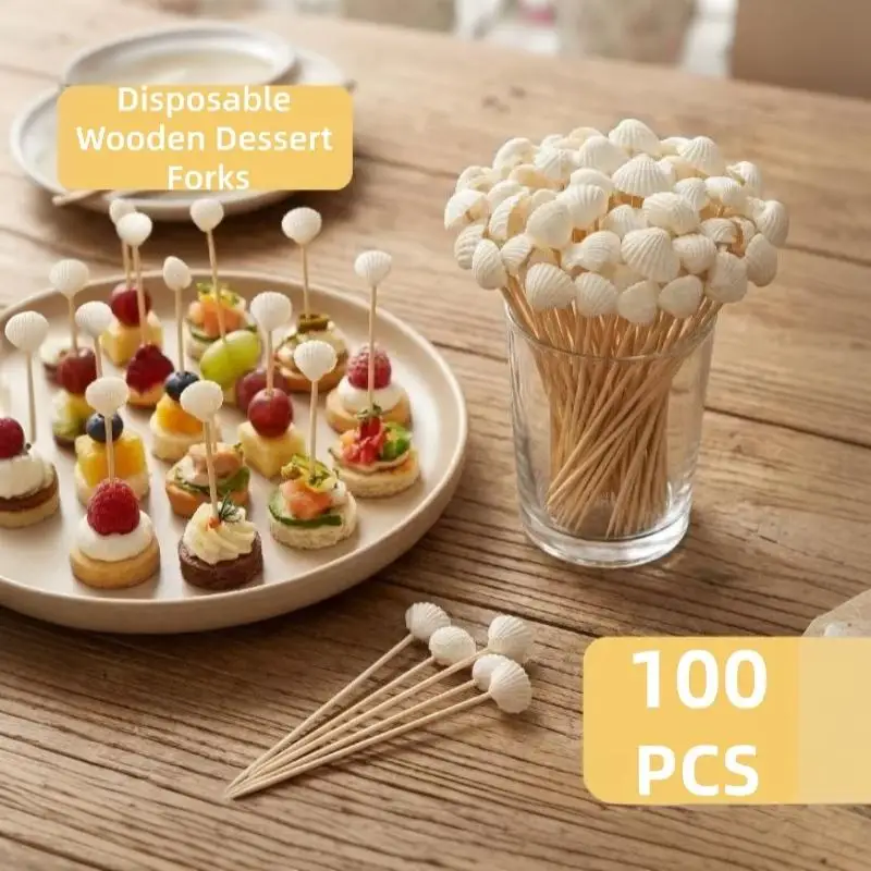 100 Stück 12cm Krabbenschalen-Bambus-Cocktailspießchen, Frucht-Cupcake-Aperitif-Topper, Hawaiianische Sommer-Strandparty-Zubehör – Detail 5