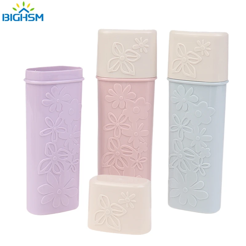 Portable Flower Carved Toothbrush Holder Outdoor Travel Hiking Camping Toothrushes Cap Case Toothpaste Storage Box Wash Cup