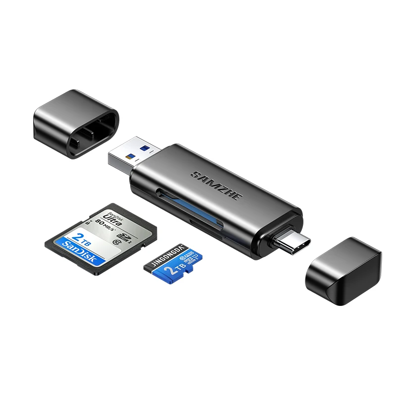 SAMZHE Kaartlezer USB3.0 & USB C naar SD MicroSD TF Thunderbolt 3 voor PC Laptop Accessoires Smart Memory kaartlezer SD-kaartadapter