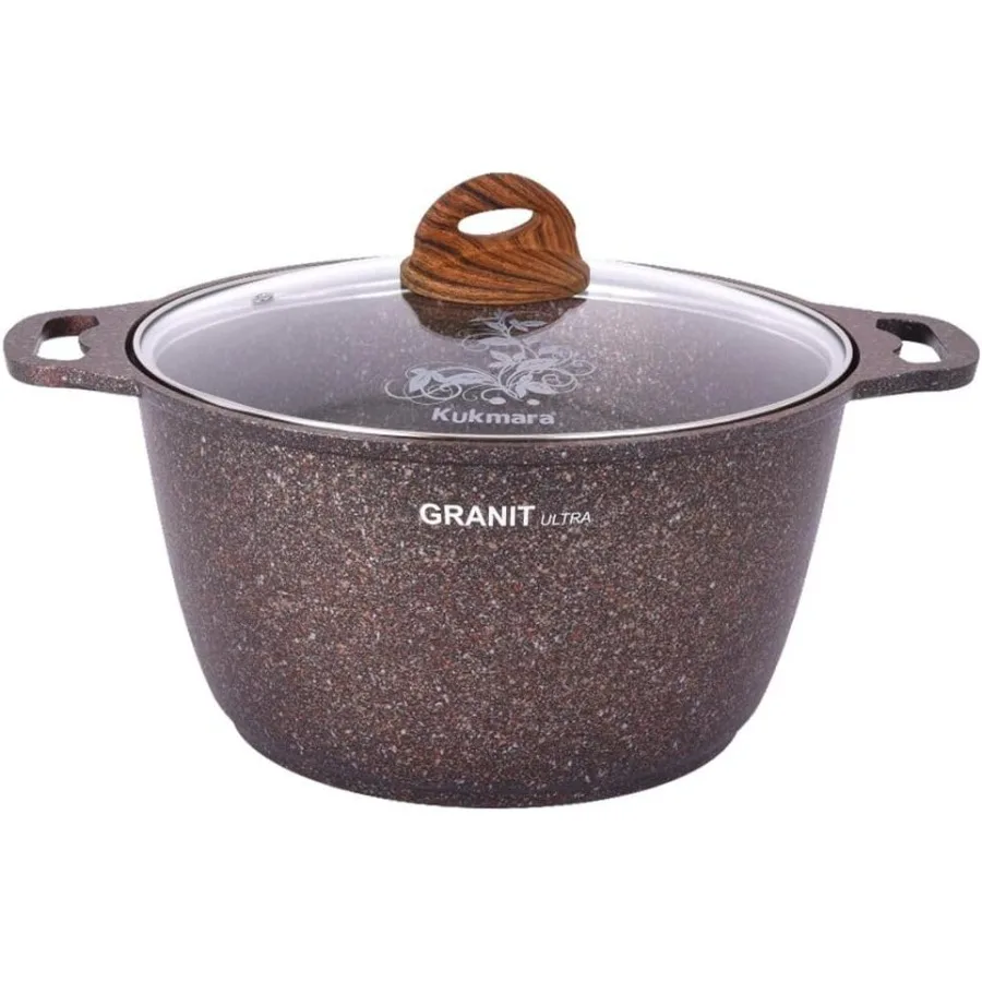 

HOMEHUT Granit Ультракрасный алюминиевый голландский горшок для духовки с термостойкой стеклянной крышкой с антипригарным покрытием, 6-слойное покрытие, идеально подходит для всех