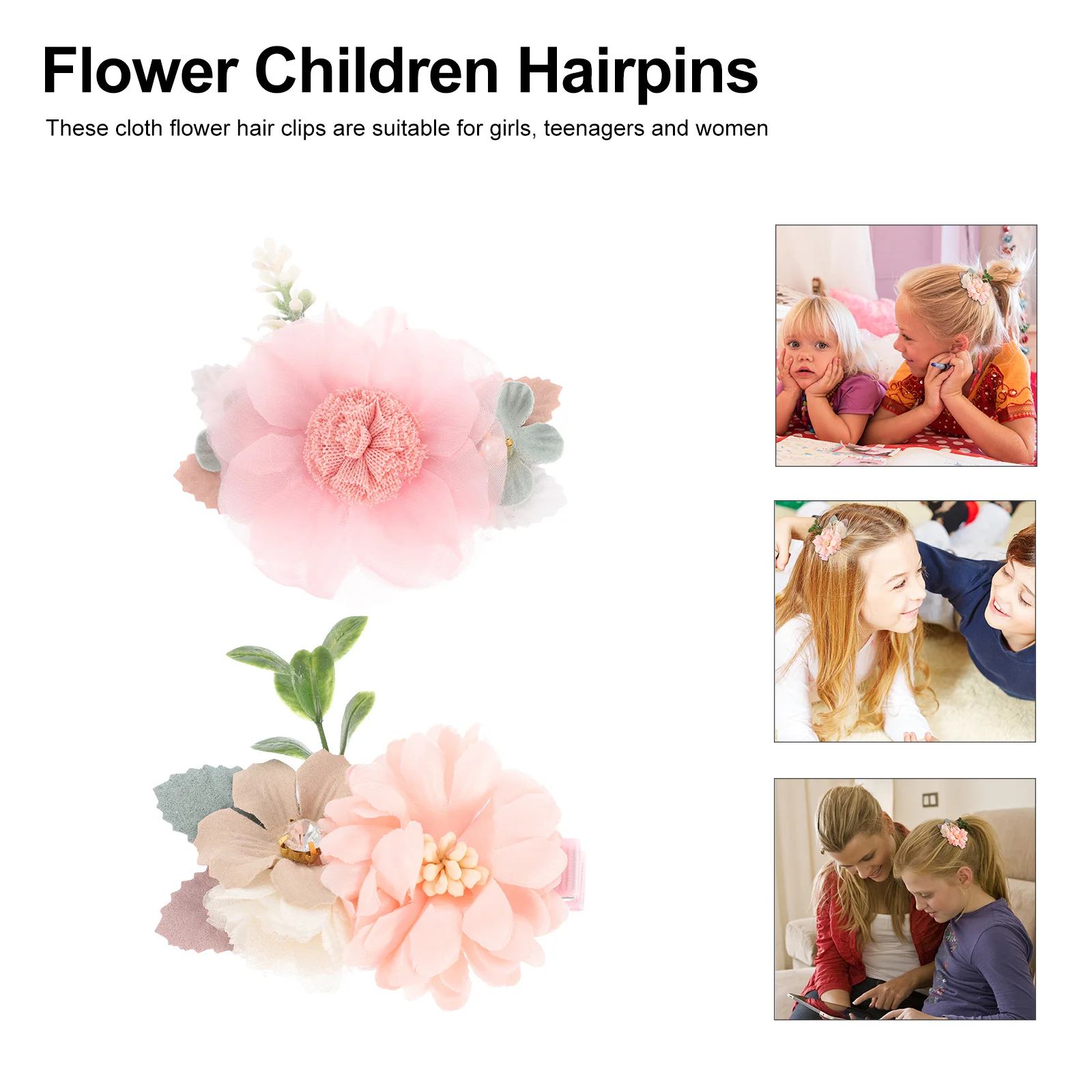 

3 Pcs Artificial Hair Flower Accessories Barrettes for Girls Small Clips The Flowers Decorations Cloth Pins Decorative Bride